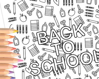 Back To School | Hand-Drawn Coloring Page Print & Color | Digital Printable