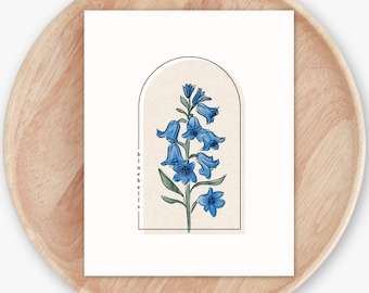 Bluebells Floral Unframed Art Print | Watercolor Flowers Cottagecore Garden Inspired Wall Decor