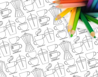 Coffee & Tea Lover Coloring Page Printable | Detailed Drink Doodles