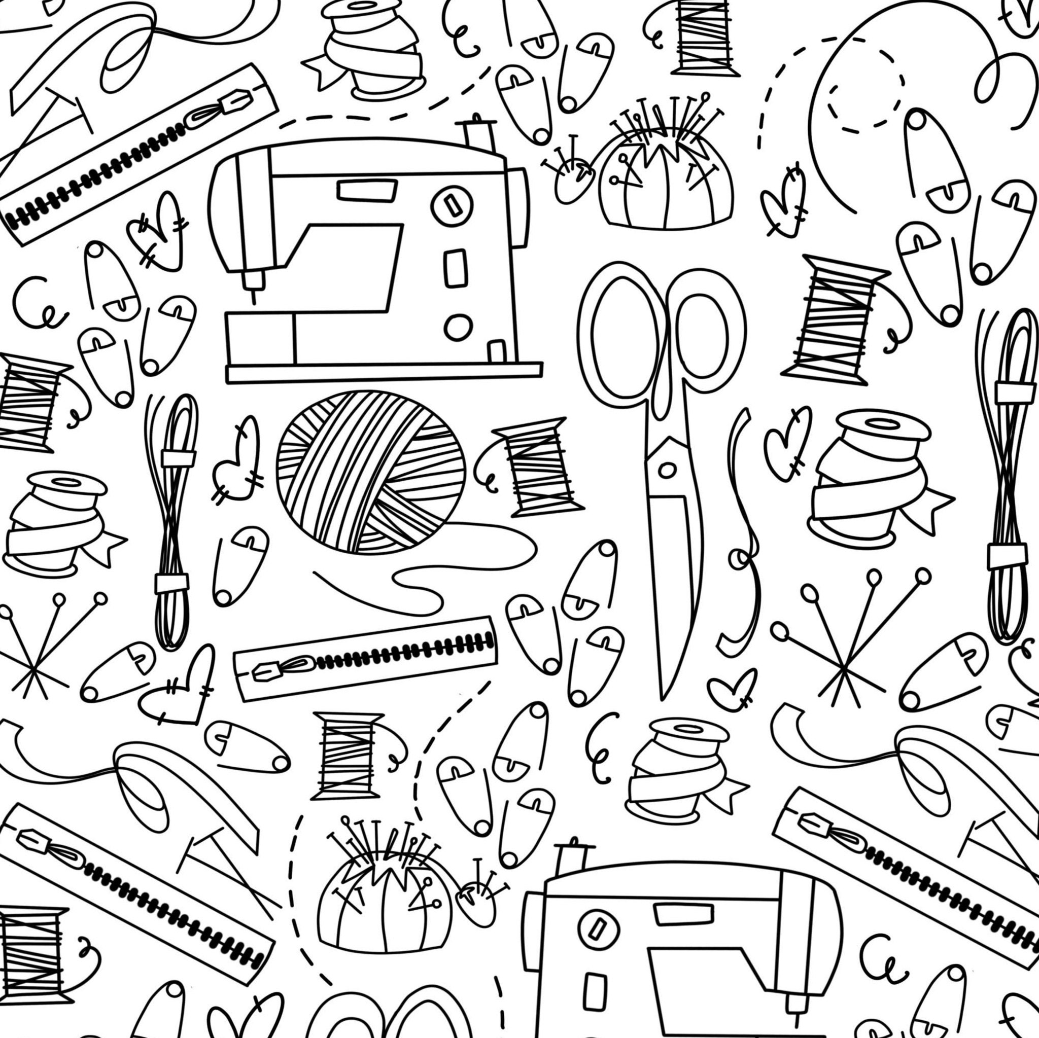 Sewing Crafts Coloring Page Digital Printable Etsy