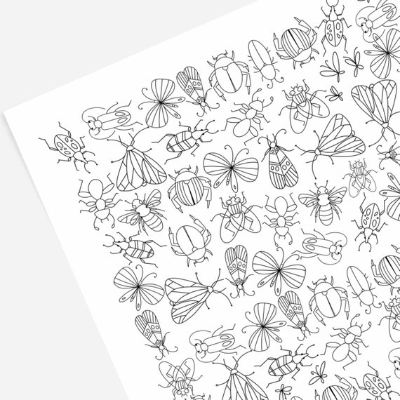 Download Bug Doodles Hand Drawn Coloring Page Print Color Digital Etsy
