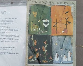 Vest 4 all seasons pattern in sizes 8 to 18 vintage 1995 Heart to Hand #96 by Kathi Campbell adorable vests for winter, fall/Halloween, May