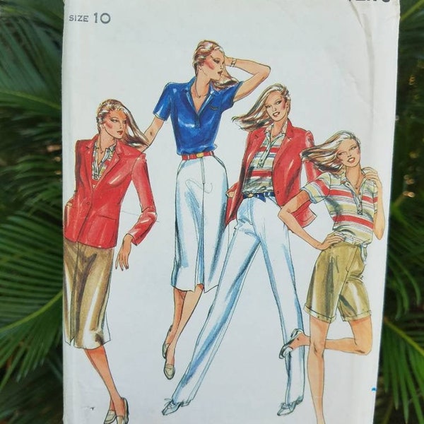 Chic jacket, top, skirt, pants, & shorts pattern, yacht club cruise outfit a-line midi skirt inverted pleat, tapered shorts, Butterick 3161