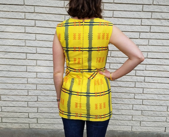 Vintage yellow, blue, and orange plaid double bre… - image 5