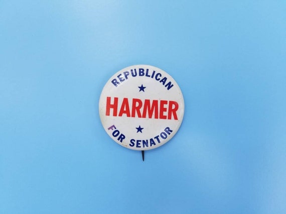 Funny vintage political button Republican Harmer … - image 1