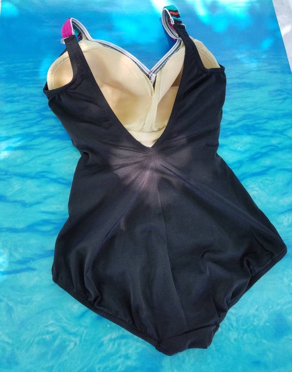 Large vintage classic one piece swimsuit in black… - image 9