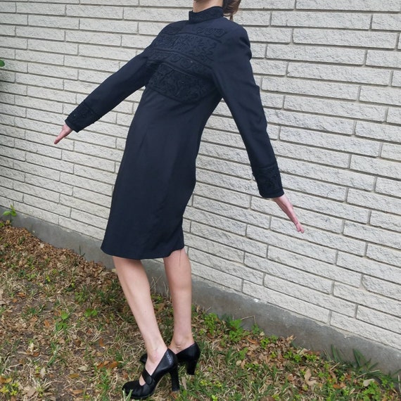 Vintage Silk Shift Dress W/ Beaded, Sequined, Soutache Neck, Chest & Cuffs Size 8 LBD Has Long Sleeves, Mock Neck, Shoulder Pads, Black - Etsy Vintage Silk Shift Dress W/ Beaded, Sequined, Soutache Neck, Chest & Cuffs Size 8 LBD Has Long Sleeves, Mock Neck, Shoulder Pads, Black - Etsy