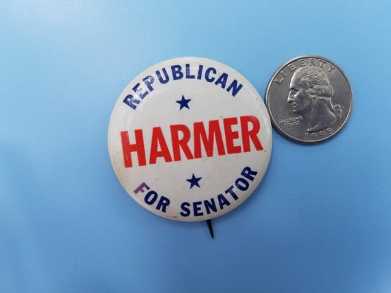 Funny vintage political button Republican Harmer … - image 9