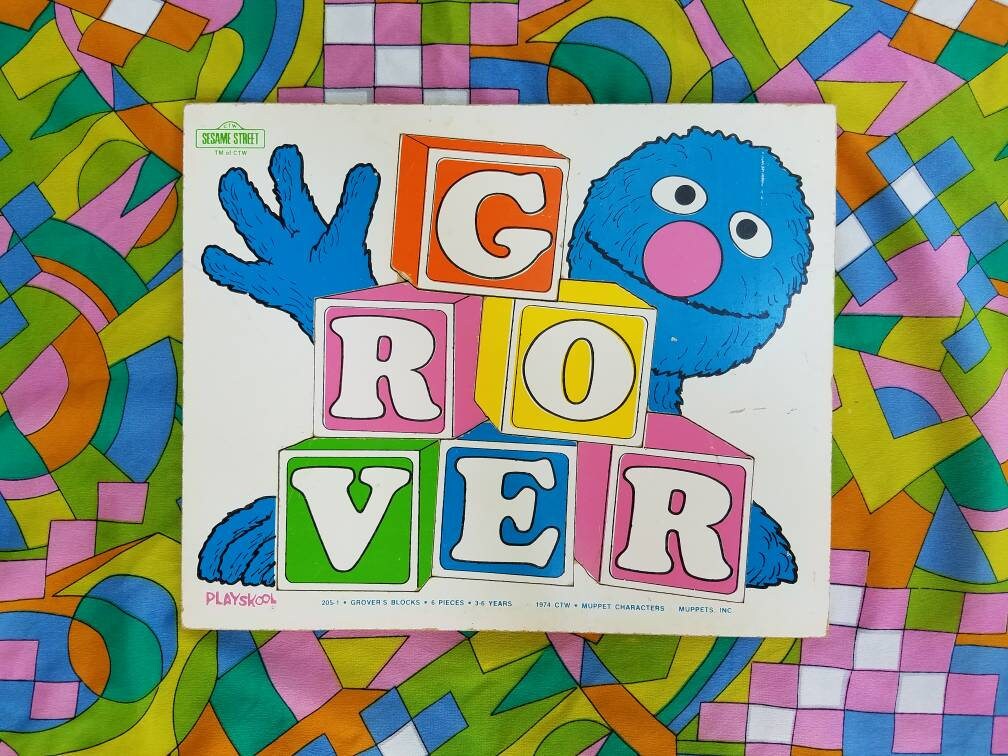 Vintage Grover From Sesame Street Children's Puzzle by - Etsy Vintage Grover From Sesame Street Children's Puzzle by - Etsy