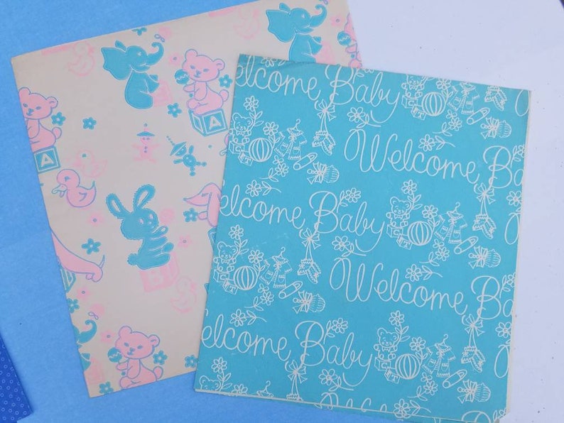 1950s Baby Shower Gift Wrap Set Of 2 Flat Wrapping Paper Etsy