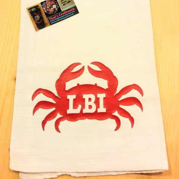 Long Beach Island, LBI Crab, Kitchen Towel, Bar Towel, Flour Sack, Tea Towel