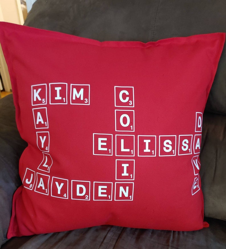 Scrabble Tile Pillow / Custom Family Name Pillow / 20x20 Etsy