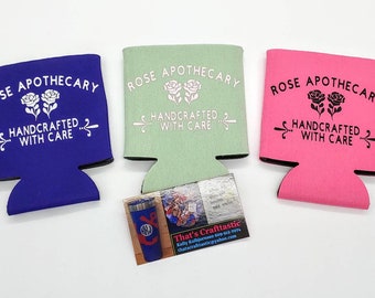 Rose Apothecary Can Cooler, Great Gift For A Sch*tt's Creek Fan, You Pick Design Color and Can Cooler Color, Beer, Can, Cozie