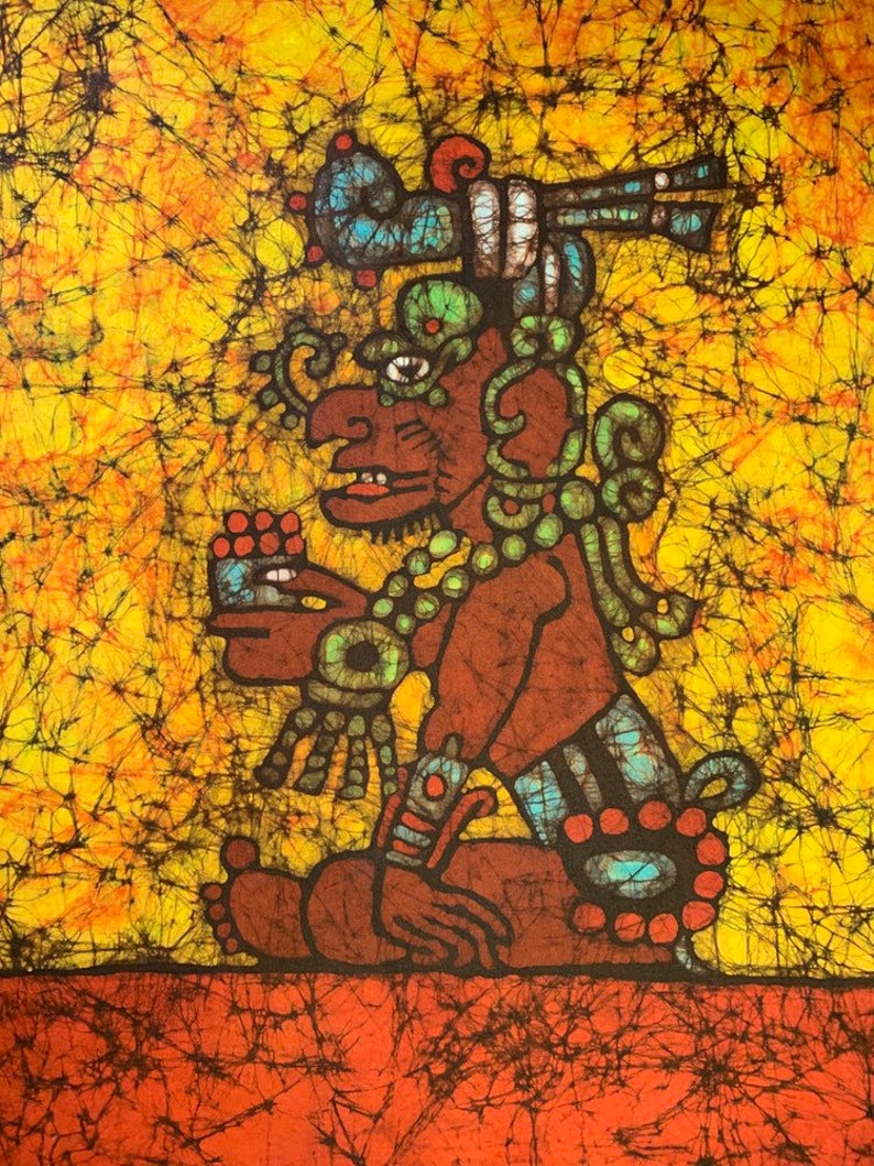 Batik Of Ah Kin The Mayan Sun God Etsy Norway