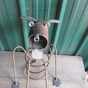 Rustic Metal Dog Sculpture Re purposed and Recycled Metal Art image 1