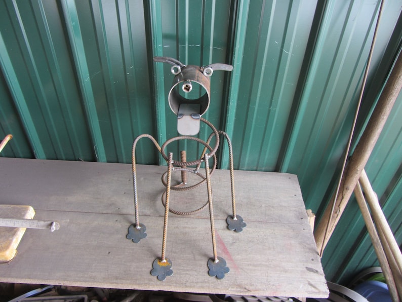 Rustic Metal Dog Sculpture Re purposed and Recycled Metal Art image 2
