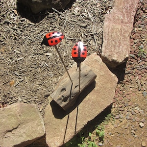 Ladybug Garden Stakes pair image 2