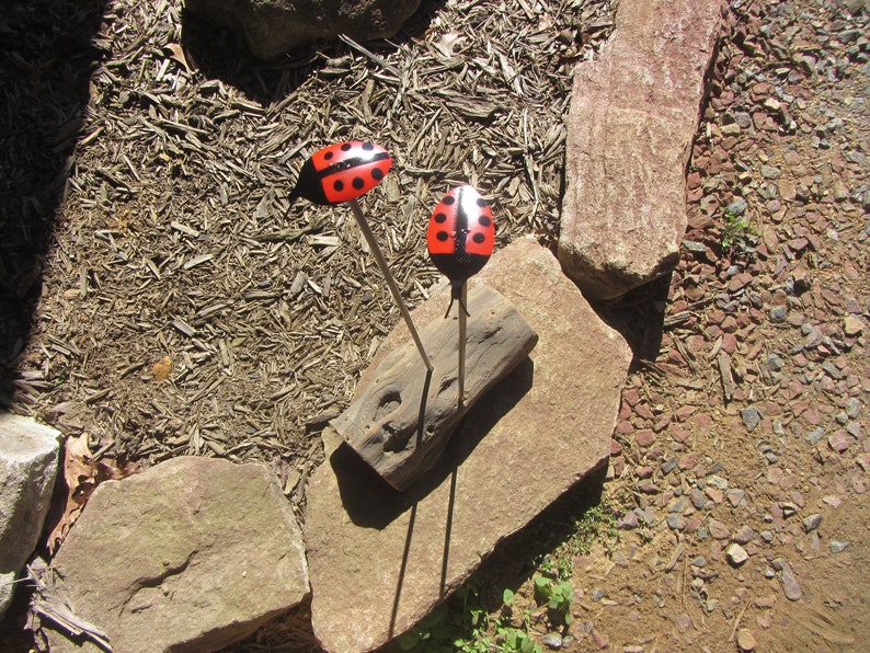 Ladybug Garden Stakes pair image 2