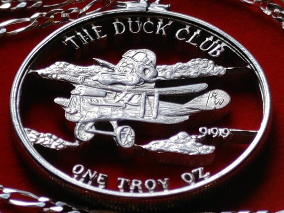 Flying Duck Club aviators biplane  .999 silver co… - image 9