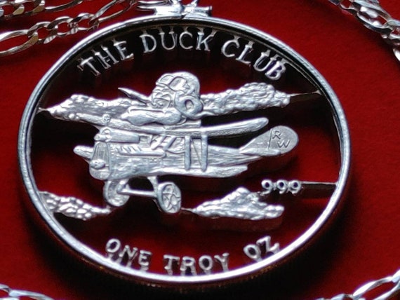 Flying Duck Club aviators biplane  .999 silver co… - image 3