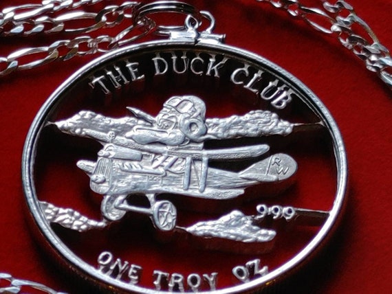 Flying Duck Club aviators biplane  .999 silver co… - image 2