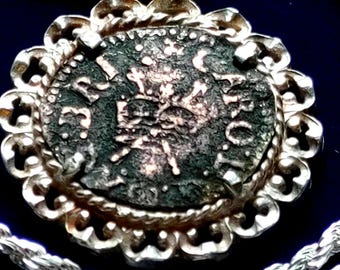 1625 Irischer Bronze Harp Farthing König Charles der Erste echte Münzanhänger mit italienischer Sterlingsilber-Seilkette