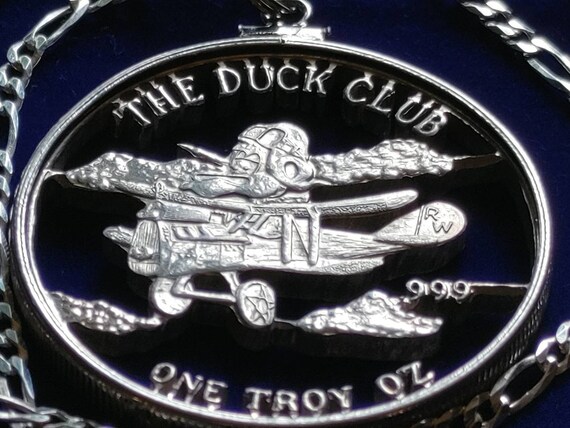Flying Duck Club aviators biplane  .999 silver co… - image 4