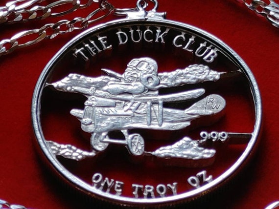 Flying Duck Club aviators biplane  .999 silver co… - image 5