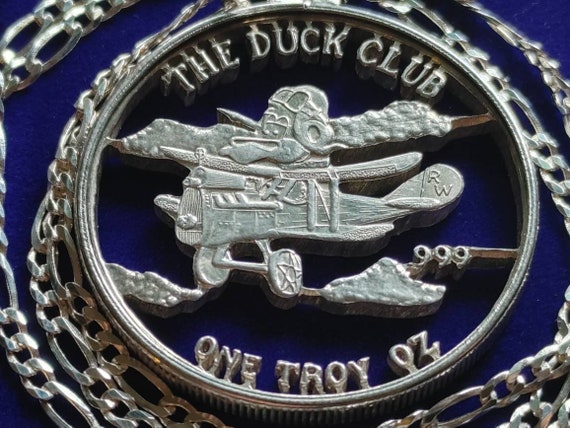 Flying Duck Club aviators biplane  .999 silver co… - image 1