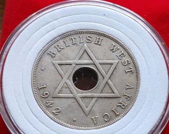 Moneda de níquel y cobre de 30 mm con estrella de David de África Occidental Británica de 1942 sin circular de la Palestina invadida por las colonias, nuevo soporte
