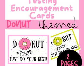 Schede di incoraggiamento per i test EOG per studenti, tema ciambella, download PDF digitale, materiale stampabile per i test "Stress da ciambella, fai del tuo meglio!"