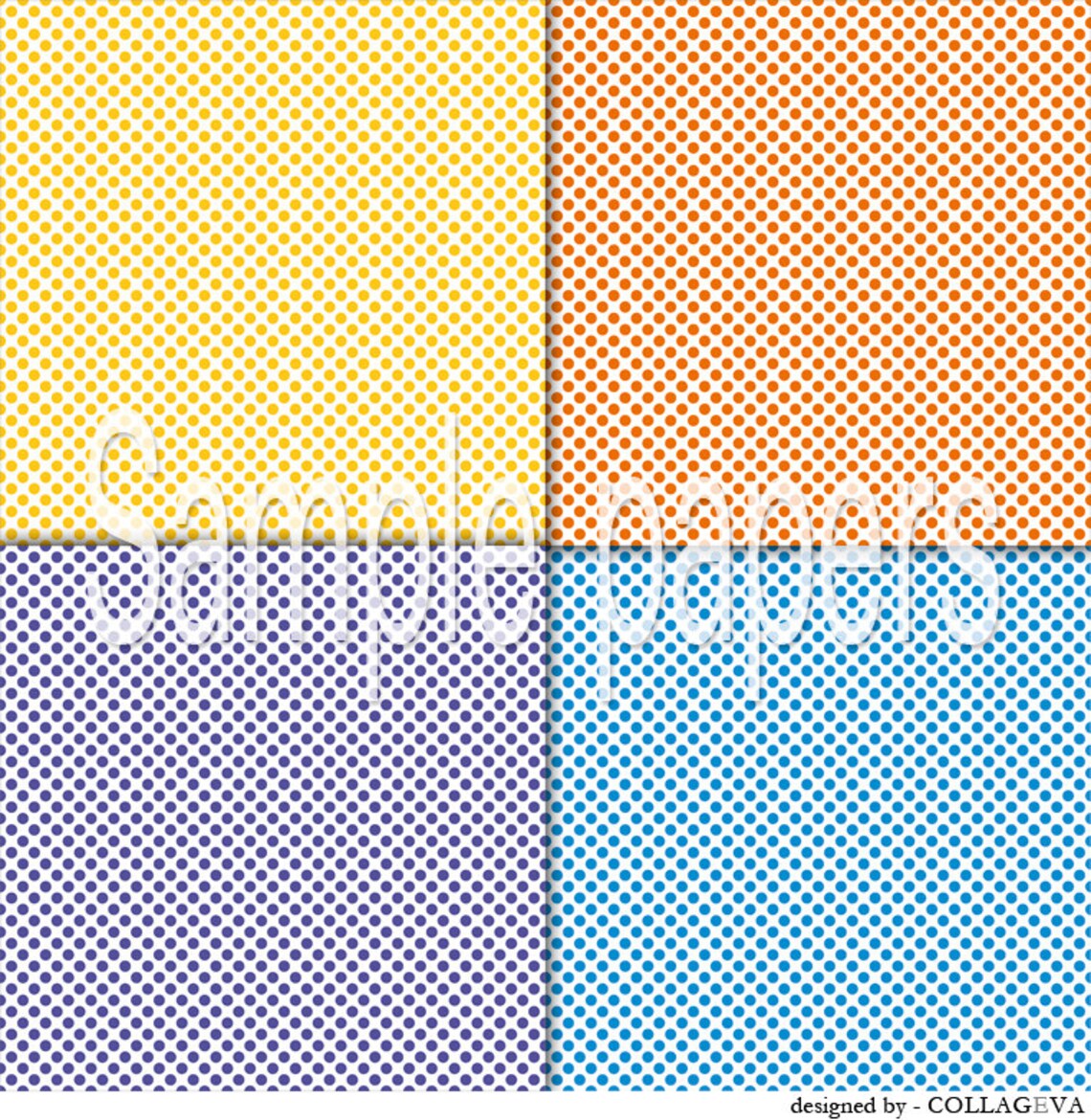 Polka-dot on White Digital Paper Pack, 20 Printable Sheets, 12x12 ...