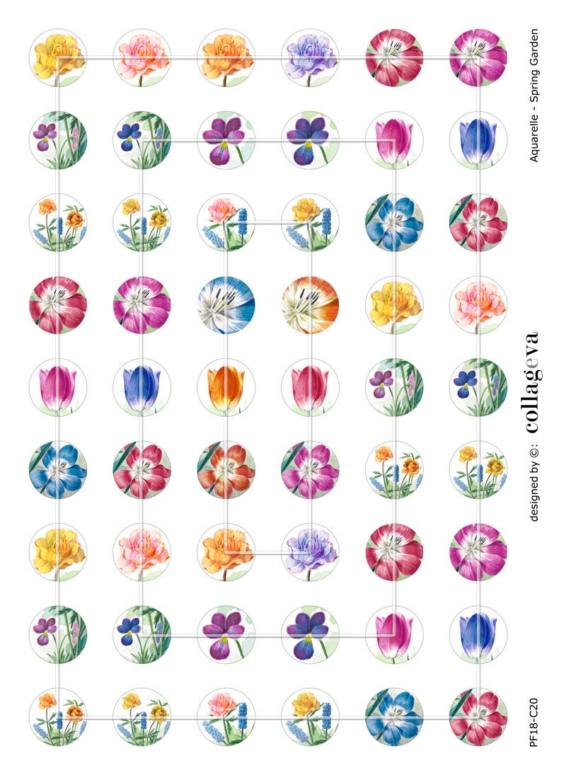 Aquarelle Spring Garden Digital Collage Sheet 20 18 16 - Etsy