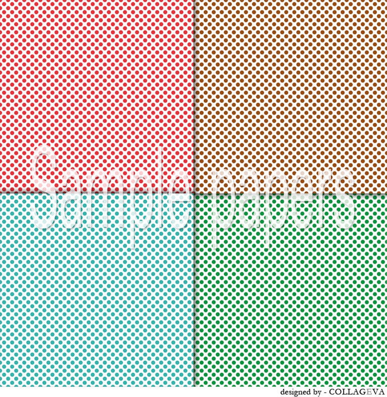 Polka-dot on White Digital Paper Pack, 20 Printable Sheets, 12x12 ...