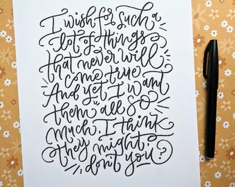 Wish Quote Calligraphy Art