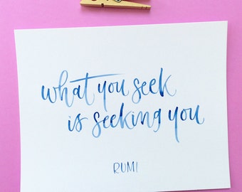 Rumi Quote, Brush Lettering Print at Home