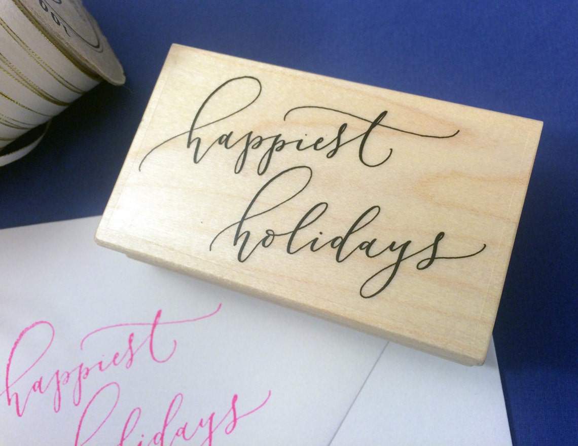 Happy Holidays Stationery Stamp happiest Holidays Etsy