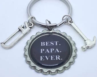 Papa Keychain, Papa Gift, Best Papa Ever, Grandpa Keychain, Grampie Gift, Contractor Gift, Carpenter Keychain, Fathers Day, Pappy, Poppy