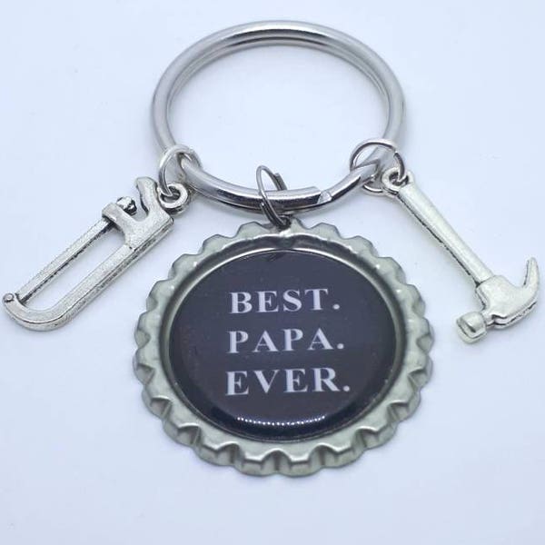 Papa Keychain, Papa Gift, Best Papa Ever, Grandpa Keychain, Grampie Gift, Contractor Gift, Carpenter Keychain, Fathers Day, Pappy, Poppy