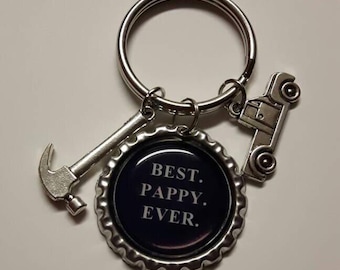 Grandfather Keychain, Grandfather Christmas, Grandfather Gift, Best Pappy Ever, Grampie Keychain, Grandpa Keychain, Father Bride, Tools