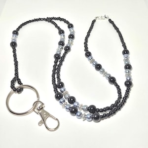 Lanière de perles noire, cadeau de remerciement pour un enseignant, collier croisière, porte-badge d'infirmière, chaîne d'identification de bureau, retour à l'école, carte d'identité médicale