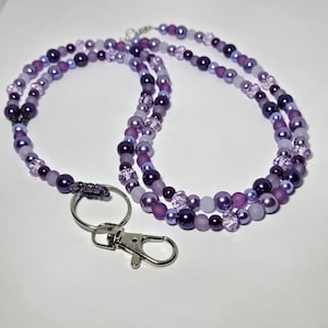 Lanière de perles violette pour enseignant, porte-carte d'identité médicale, lanière d'insigne d'infirmière, cadeau de remerciement pour enseignant, fête des mères, anniversaire pour elle #73