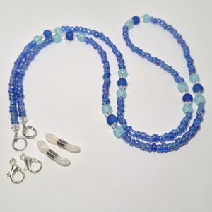 Blue Eyeglass Chain, Sunglasses Chain, Beaded Eyeglass Chain, Eyeglasses String, Beaded Lanyard, Sunglasses Holder, Blue Bead Lanyard