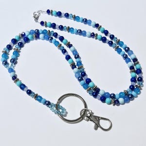 Lanière d'enseignant en perles bleues, porte-badge d'infirmière turquoise, porte-cartes, porte-nom de bureau, chaîne d'identification d'étudiant, cadeau d'agent de santé, #6 x2