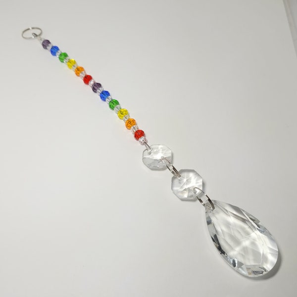 Rainbow Suncatcher, Crystal Beaded Suncatcher, Crystal Prism, Handmade Gift, Rainbow Accessory, Window Prism, Rearview Mirror Car Charm