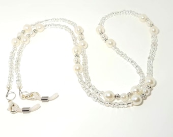 Dressy Sunglasses Chain, Ivory Eyeglass String, Beaded Glasses Lanyard, Pretty Mask Chain, Gift For Her