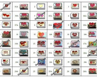 Italian Charms Your Choice (Regular Listing #1) Hearts Stars Survivor Mom Army Navy Air Force Marines   Choose from all Regular Listings