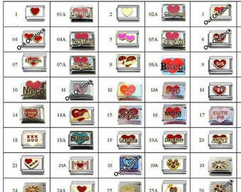 Italian Charms Your Choice (Regular Listing #1) Hearts Stars Survivor Mom Army Navy Air Force Marines   Choose from all Regular Listings