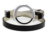 Floating Locket memory Bracelets Leather Band Black, Pink, Red, Blue, Purple, Tan, Brown 30mm New Beautiful Square or Oval