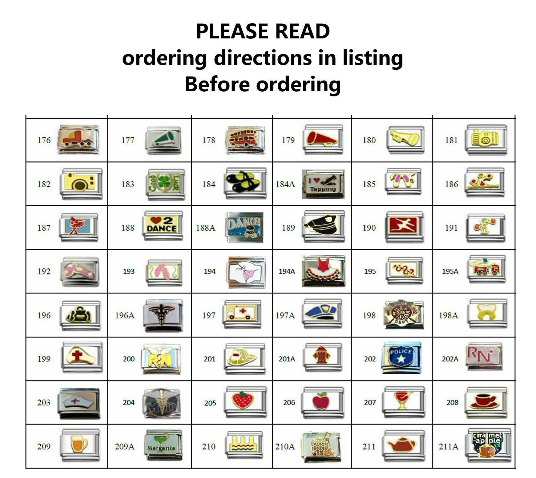 Italian Charms Your Choice -  Hundreds of Charms to choose Food Beaut…